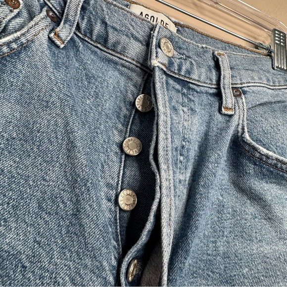 AGOLDE Riley High Rise Straight Crop in Whiplash Denim Blue Jeans 28 B25 - Picture 7 of 12